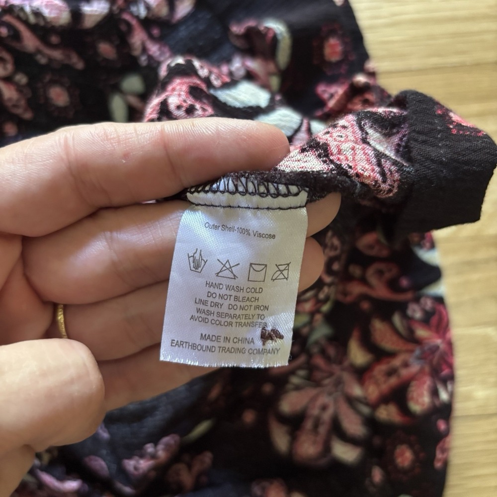 Earthbound Womens Maxi Skirt Medium Red Paisley Floral Boho Festival Front Slit - Picture 7 of 11